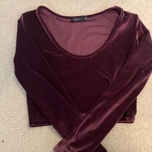 Aritzia Burgundy Velvet Crop Top
